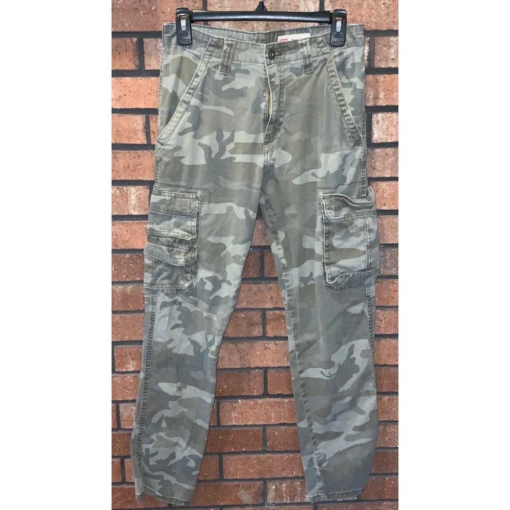 Wrangler Mens Regular Taper Camo Cargo Pants Green Size 29x30